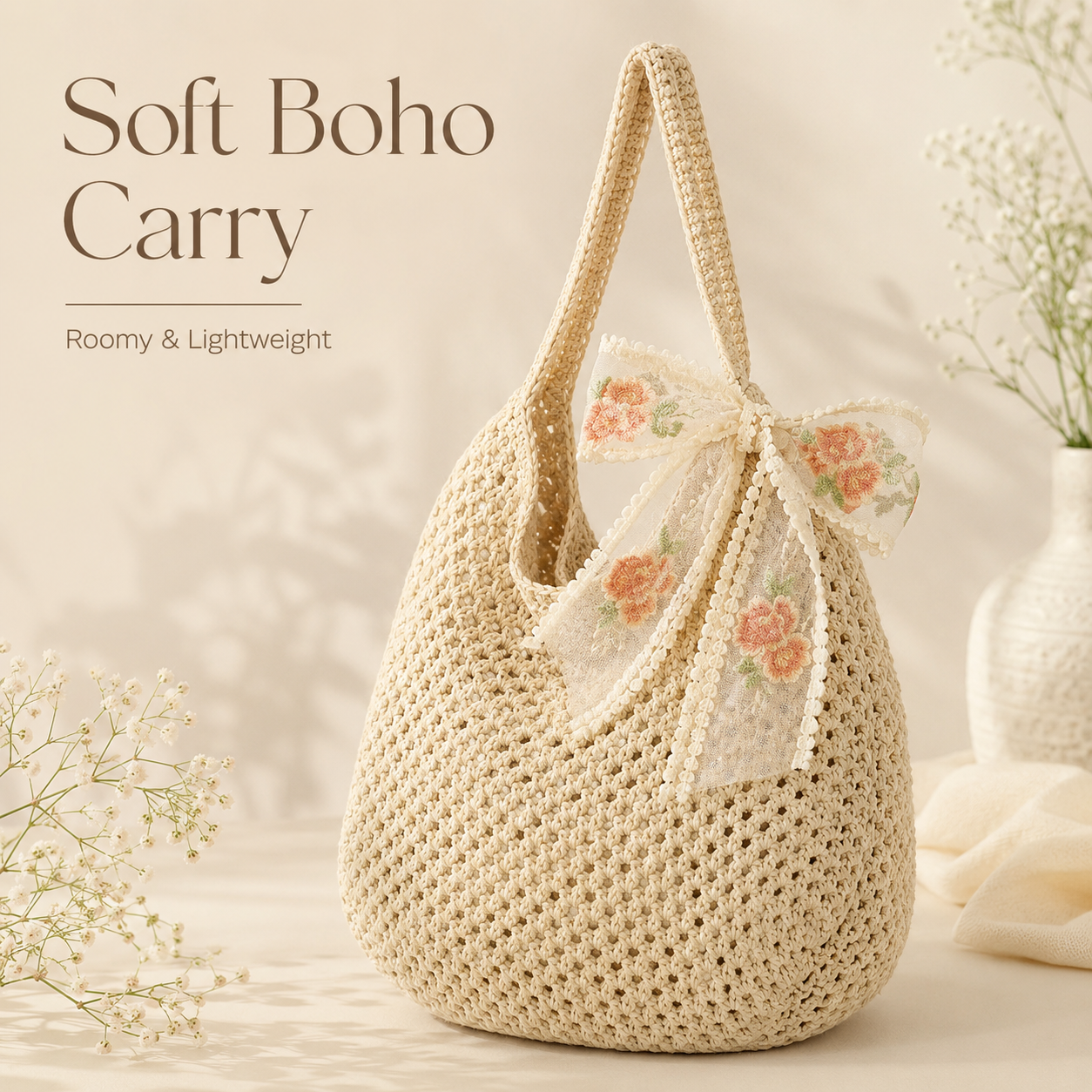 🌸 Retro Floral Patchwork Crossbody Bag – Lightweight Boho Tote for Everyday Style