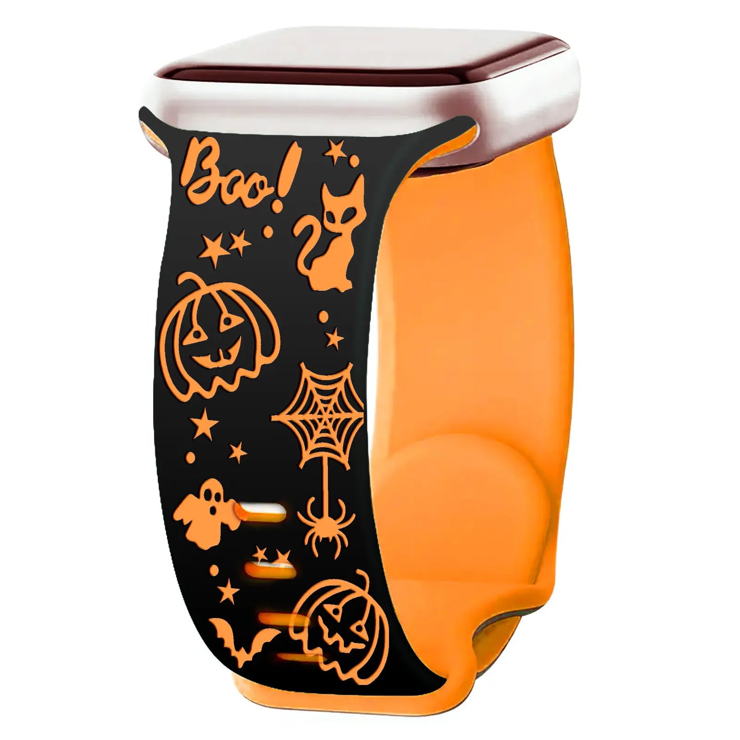 🎃 Halloween Engraved Silicone Watch Band with Butterfly Buckle 👻