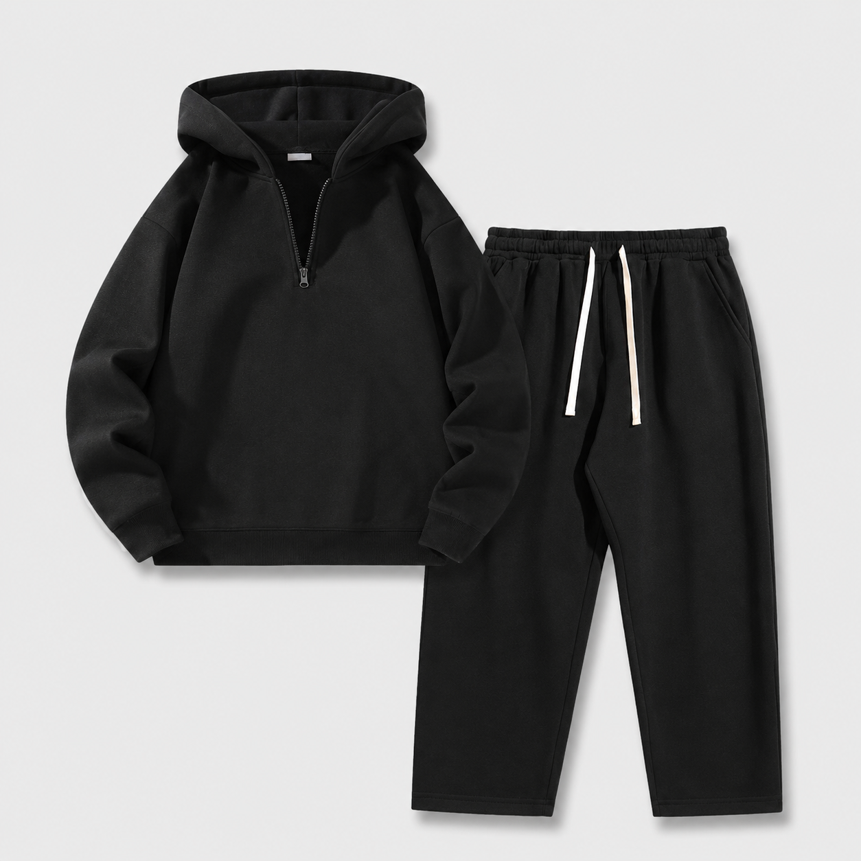 🧥 2-Piece Half-Zip Knit Hoodie & Straight-Leg Sweatpants Lounge Set 👖