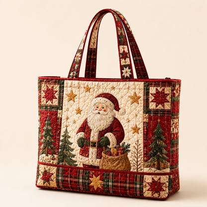 ⚡ LIMITED TIME: 50% OFF 🎄 Quilted Christmas Shoulder Tote Bag – Festive Holiday Shopping Bag 🎁