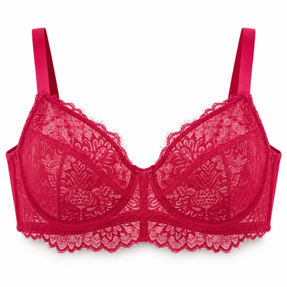 🌸 Full-Coverage Lace Minimizer Bra with Plush Underwire & Smoothing U-Back ✨