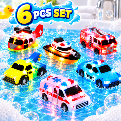 🛁 Water-Activated Light-Up Floating Bath Toys (6 PCS) – Mold-Free Sensory Tub Toys ✨