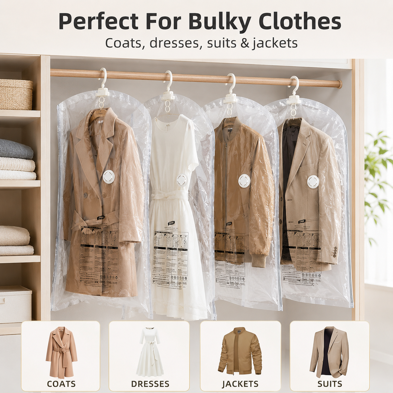 ✨ Hanging Vacuum Closet Bags – Save Space Fast