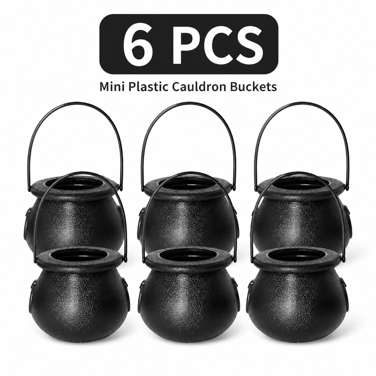 🎃 Mini Black Halloween Cauldron Bucket with Handle Party Favors Candy Holder 🍬