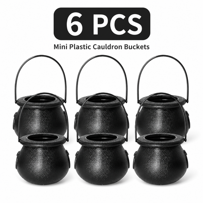 🎃 Mini Black Halloween Cauldron Bucket with Handle Party Favors Candy Holder 🍬