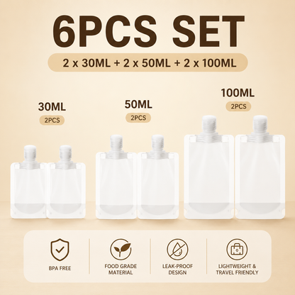 💧 Portable Refillable Liquid Squeeze Travel Toiletry Pouches ✈️