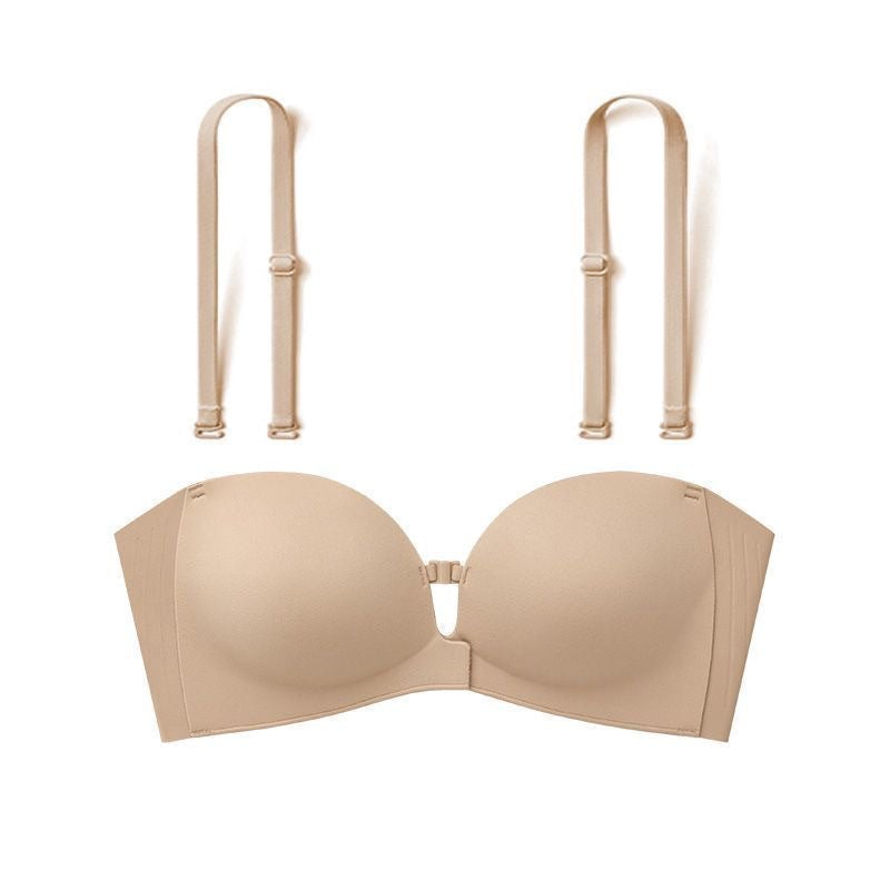 ✨ Convertible Strapless Push Up Bra Front Buckle Non Slip Invisible Lingerie 💃