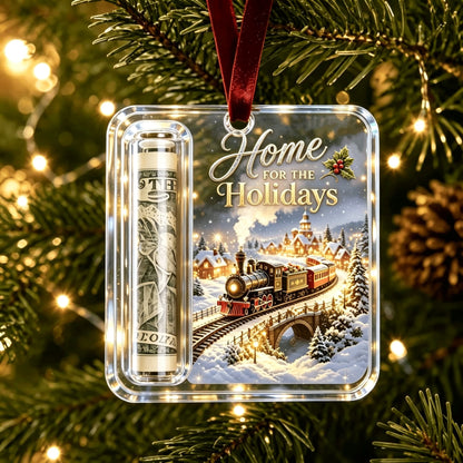 🎄 Christmas Cash Holder Acrylic Ornament – Tree Hanging Money Gift Keepsake ✨