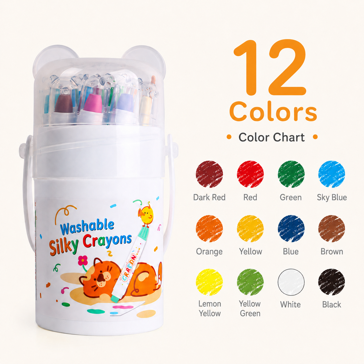 🎨 Washable Twist-Up Silky Crayons for Kids – Mess-Free 3-in-1 Coloring Set