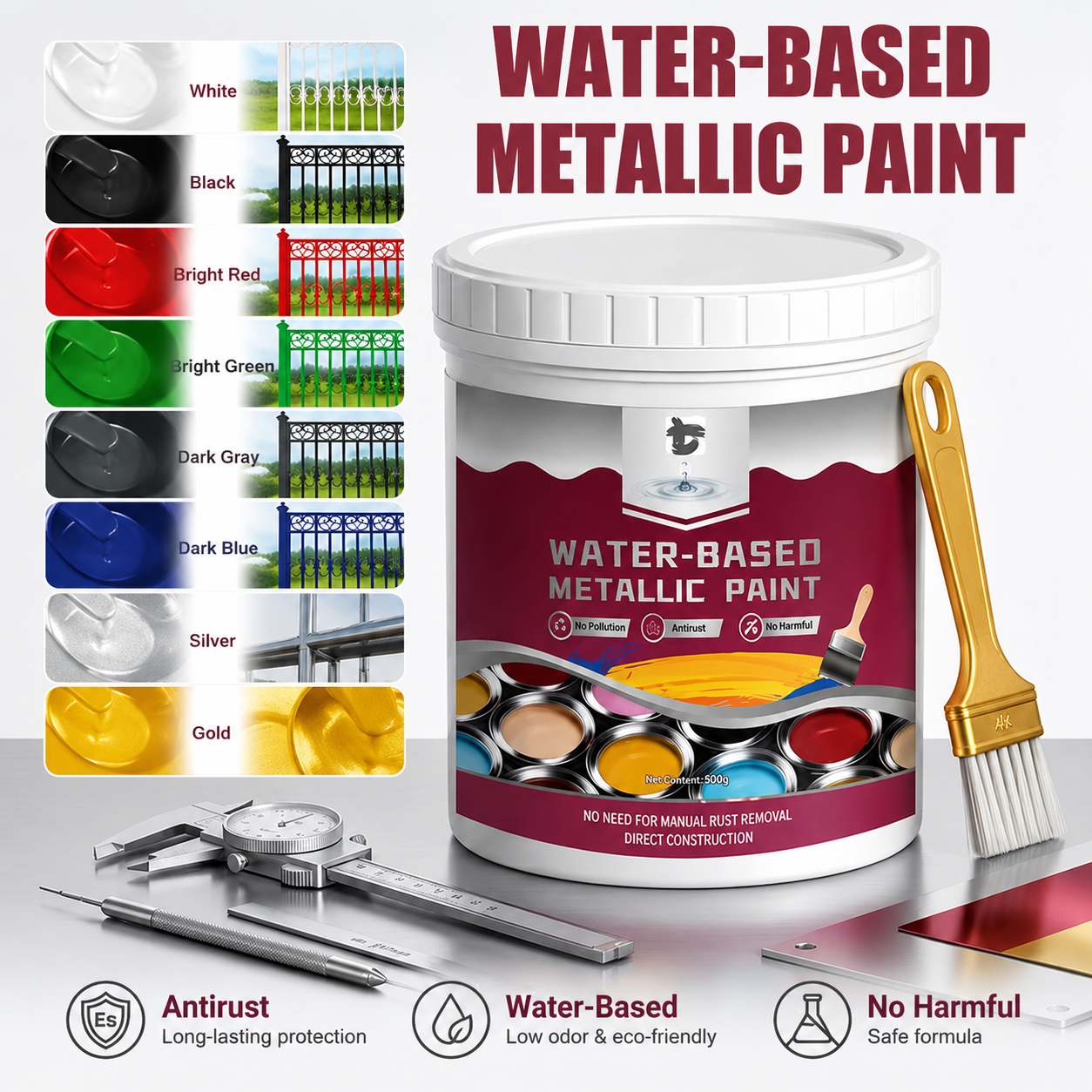 💥 50% OFF TODAY❗🛡️ Water-Based Rust Converter Paint for Metal | Brush-On Protective Coating