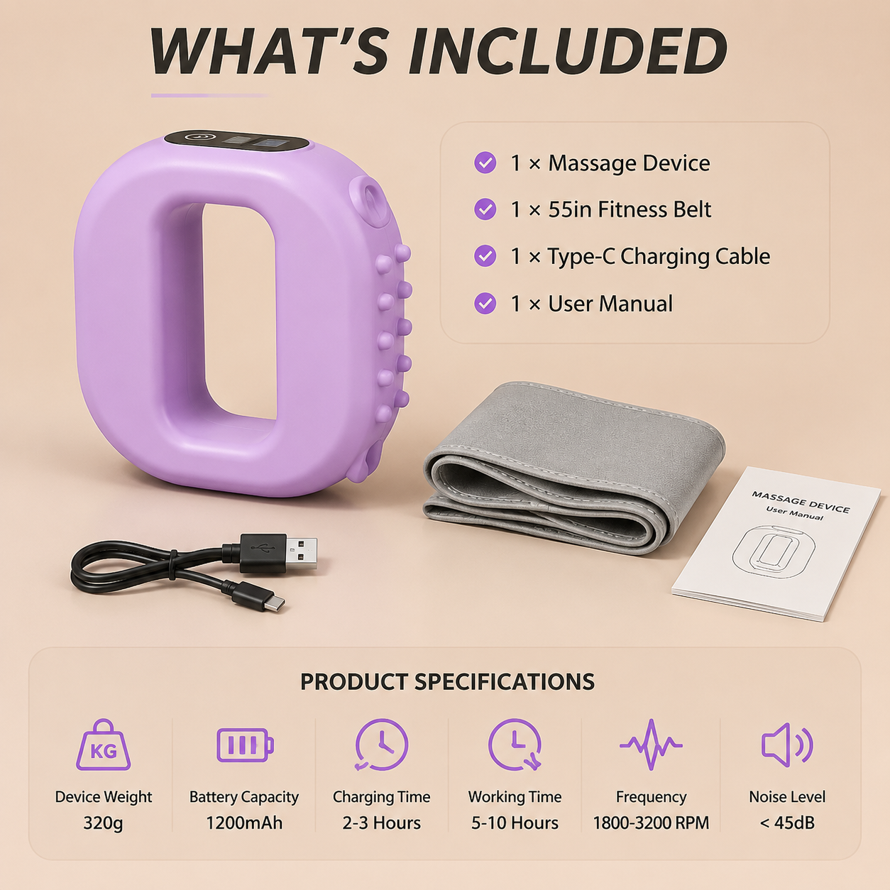 🚚 FREE SHIPPING 💨💆 Hands Free Cordless Deep Tissue Muscle Massager with Strap 🔌