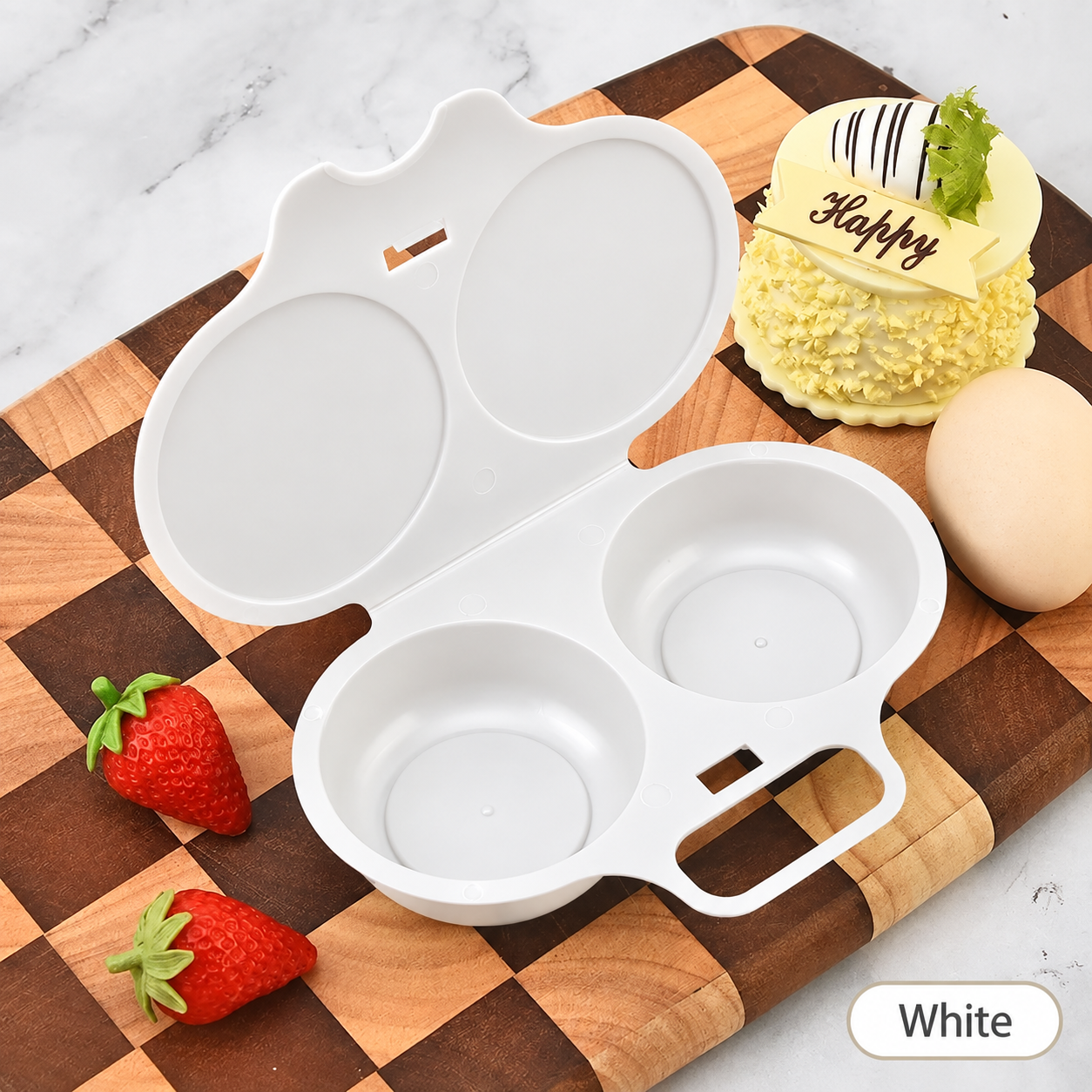 🍳 Double-Cavity Microwave Egg Poacher – Nonstick Fast Breakfast Egg Cooker ✨