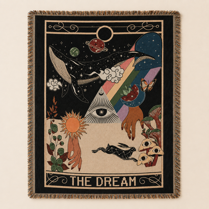 🌞 Boho Sun & Moon Celestial Patchwork Woven Blanket with Tassels 🌙