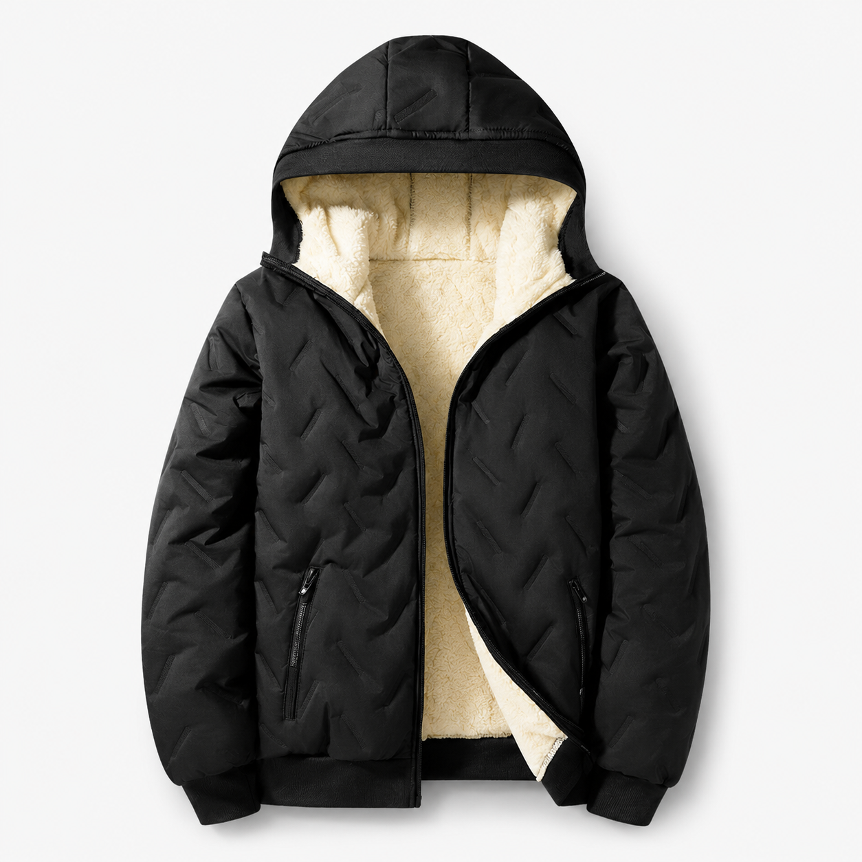 🧥 Men's Wool-Lined Hooded Winter Jacket with Zipper Pockets ❄️