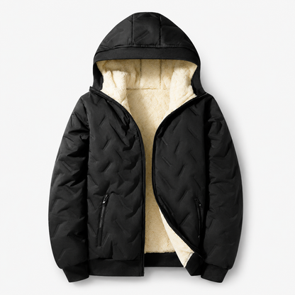 🧥 Men's Wool-Lined Hooded Winter Jacket with Zipper Pockets ❄️