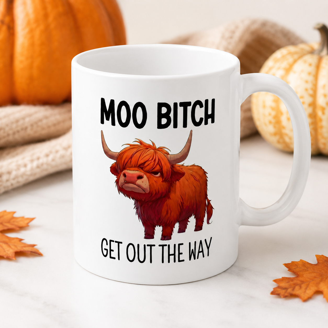 🐮 Sarcastic Highland Cow Coffee Mug – Moo Bitch Novelty Cup ☕