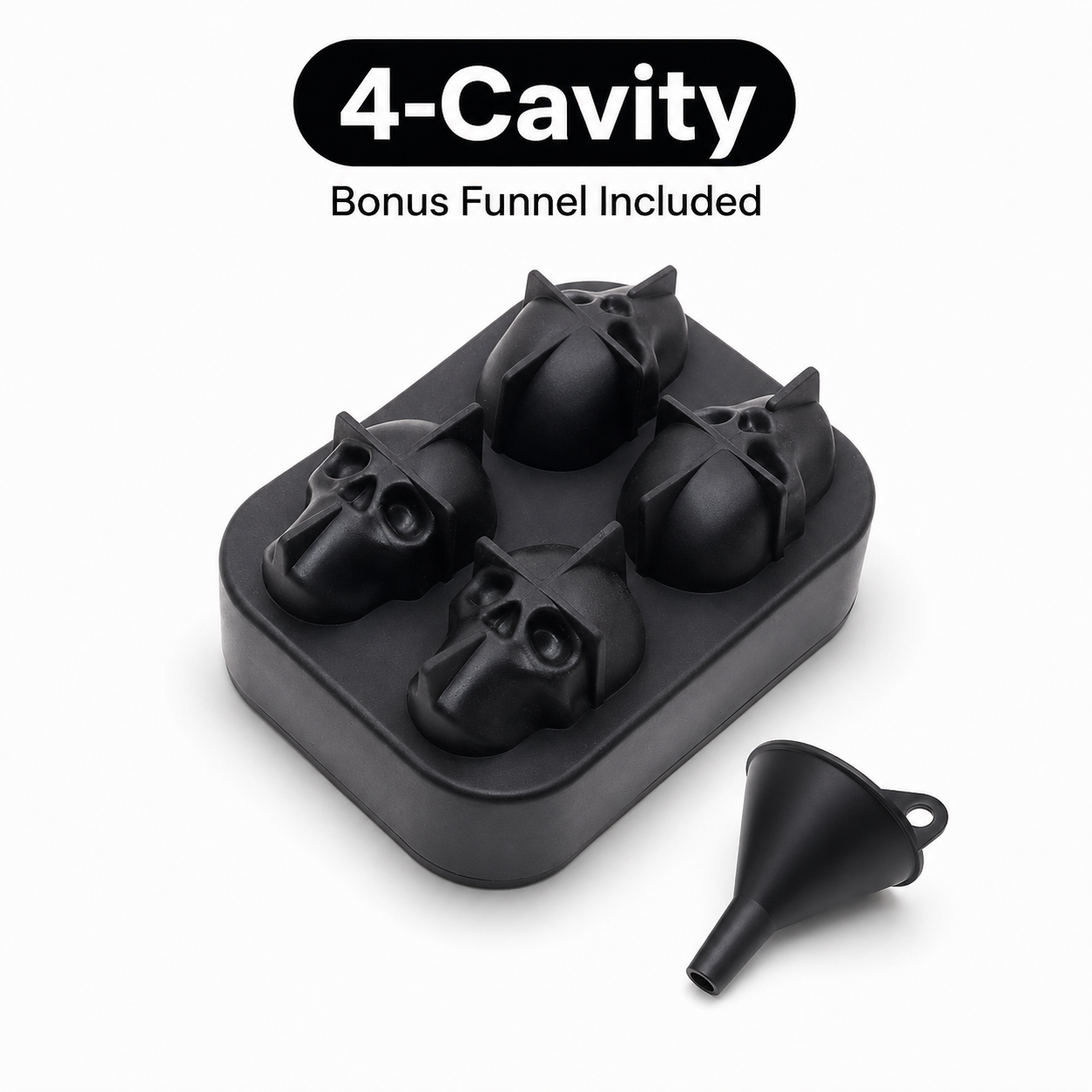 💀 6 Cavity 3D Skull Silicone Ice Cube Mold Tray Whiskey Cocktail Ice Maker 🥃
