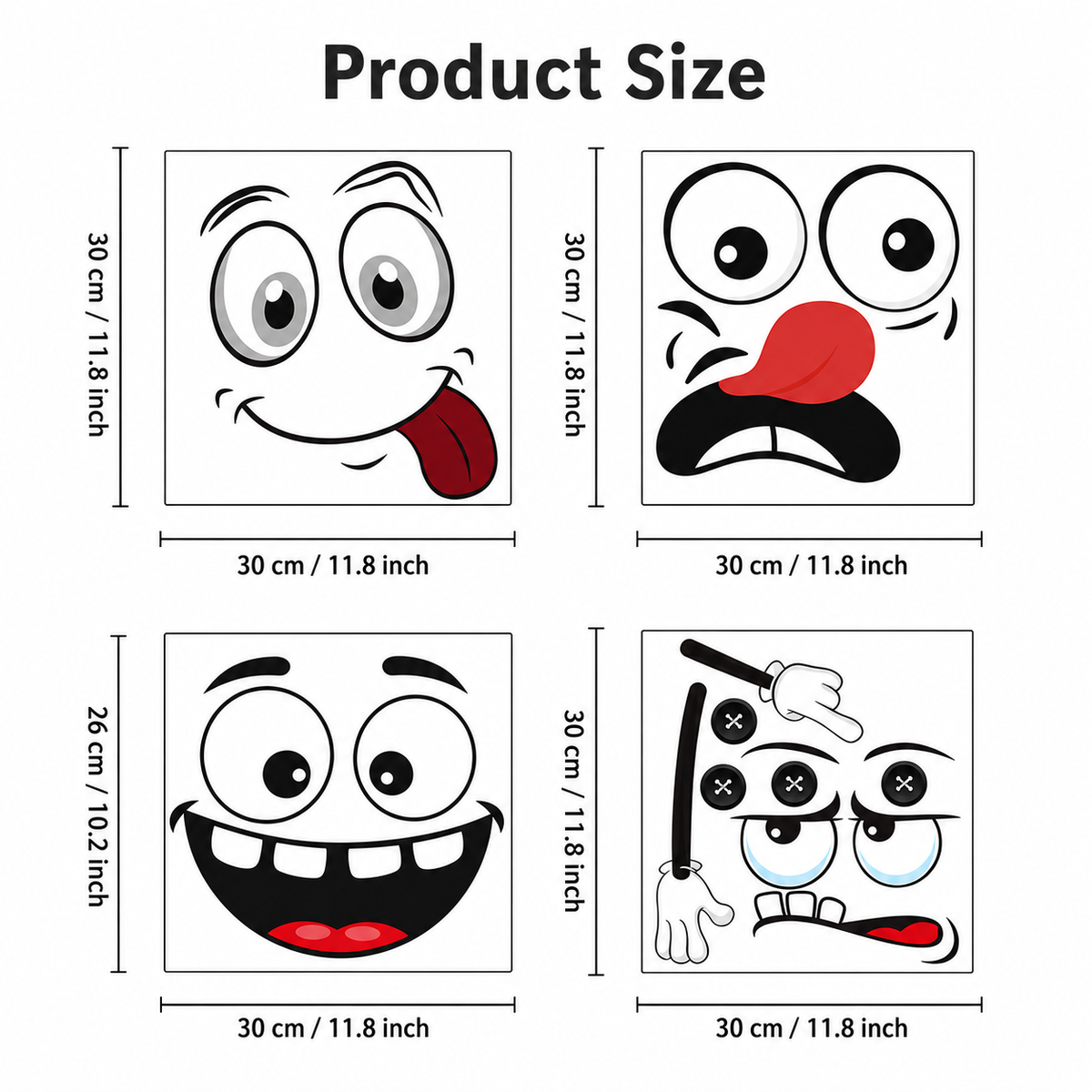 😜 Funny Cartoon Face Decal Sticker – Trash Bin & Fridge Decor 🗑️