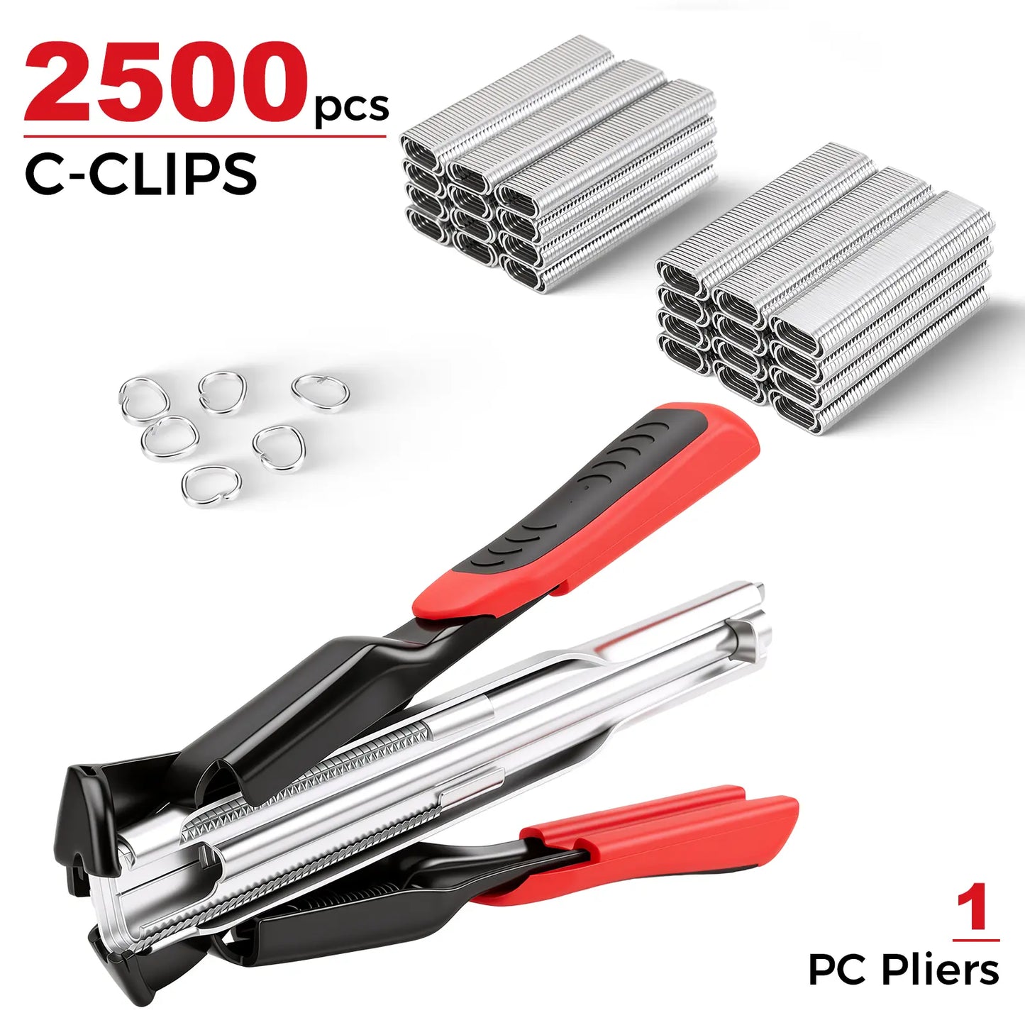 ⚙️ Automatic Spring Loaded Hog Ring Pliers Kit with 2500 Rings 🛠️