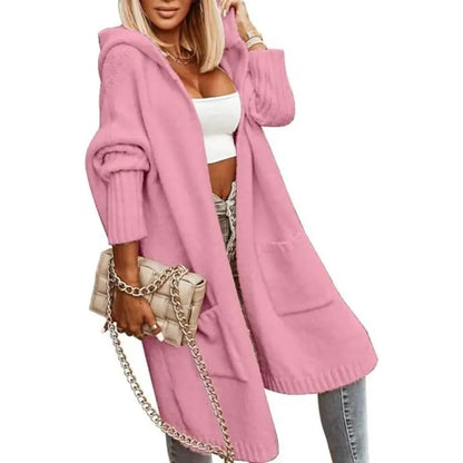 🧥 Women's Oversized Hooded Longline Knit Cardigan with Pockets 🧶