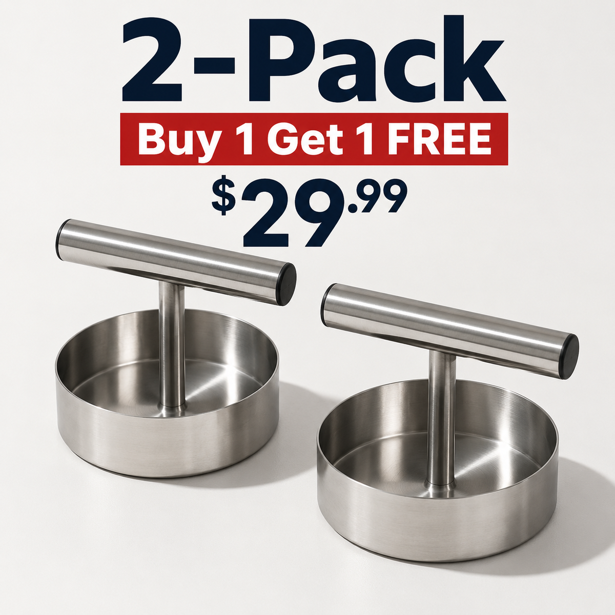 🍔 Stainless Steel Burger Patty Press Set – 85mm T-Handle Meat Mold Maker 🔥