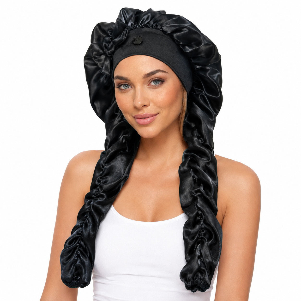 👑 Extra-Long Satin Sleep Bonnet for Braids, Locs & Long Curls – Anti-Frizz Cap ✨