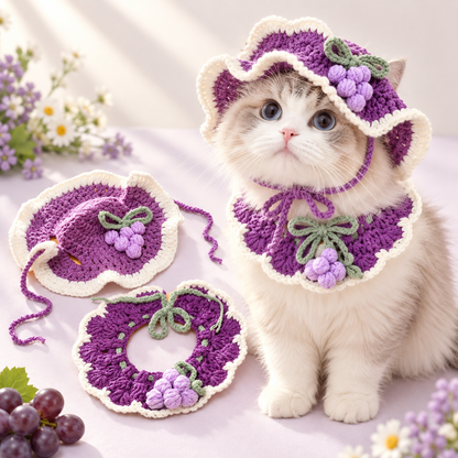 🐾 Handcrafted Crochet Pet Hat & Collar Set – Viral Cute Photo Costume Set ✨