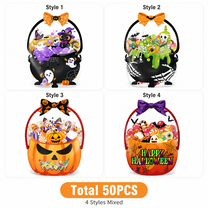 🎃 50-Piece Resealable Halloween Treat Bags with Handles for Candy 🍬