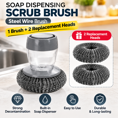 🧽 Refillable Soap Dispensing Dish Scrubber – Palm Kitchen Cleaning Brush ✨
