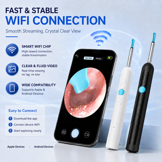 ⏰ 55% OFF Today | 👂1080P HD Wireless Ear Cleaner with Camera & Wi-Fi 📱