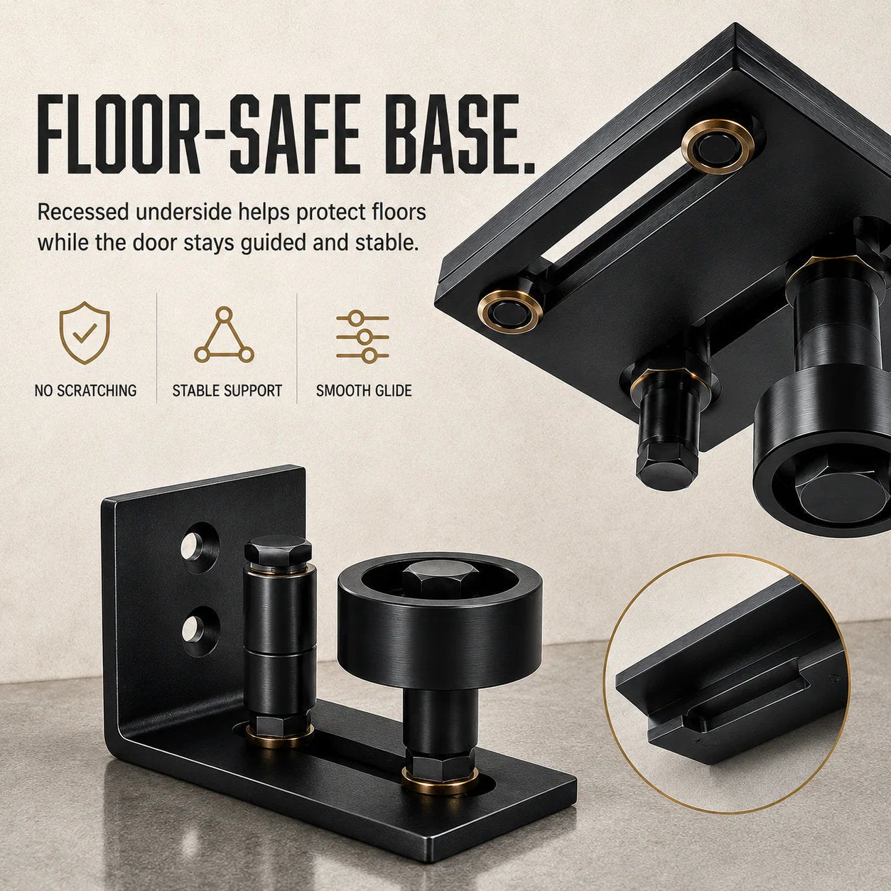 🚪 Adjustable Barn Door Floor Guide – 8-in-1 Steel Sliding Door Bottom Roller
