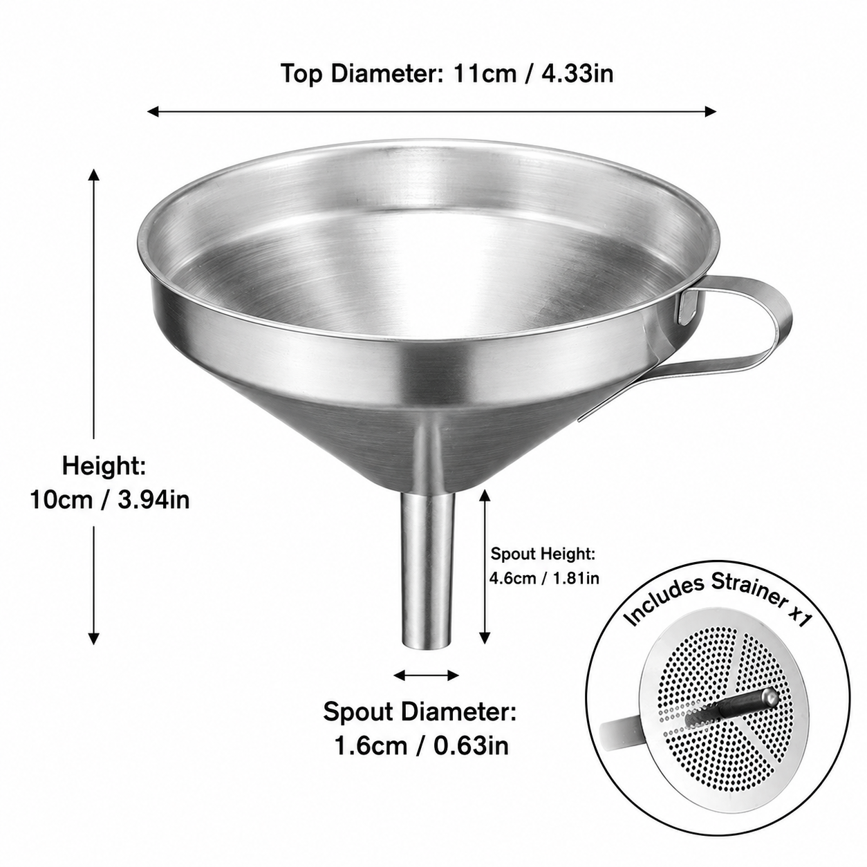 ✨ ProPour 304 Stainless Steel Kitchen Funnel with Removable Strainer 🫗