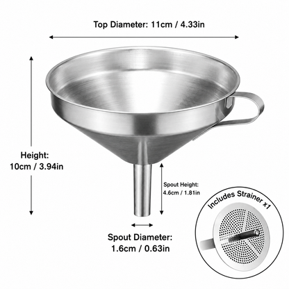 ✨ ProPour 304 Stainless Steel Kitchen Funnel with Removable Strainer 🫗