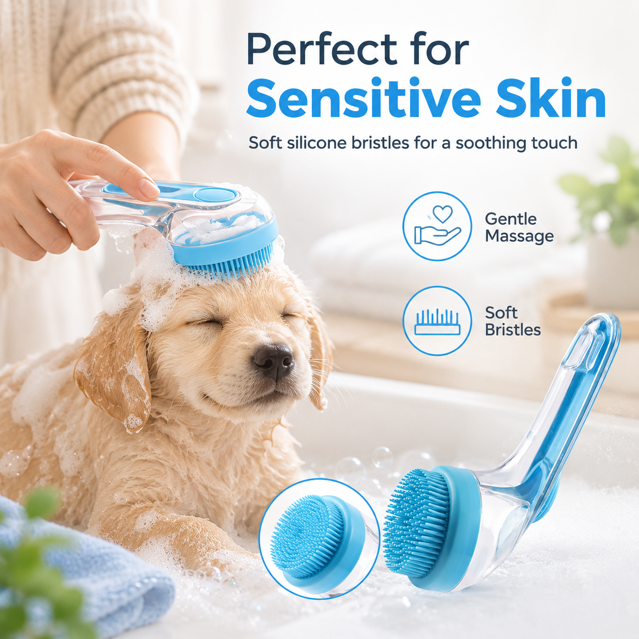 🐶 2-in-1 Pet Bath Brush & Shampoo Dispenser 🛁✨