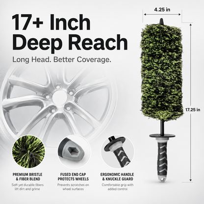 🚗 DeepReach™ Wheel Barrel Cleaning Brush – 17"+ Flexible Low-Splash Detail Brush