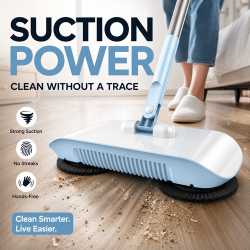 🧹 Manual Push Sweeper Mop – No-Charge Hard Floor Cleaning Tool