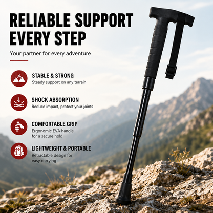⛰️ Telescopic Hiking Staff Anti Shock Walking Pole with Emergency Glass Breaker 🥾