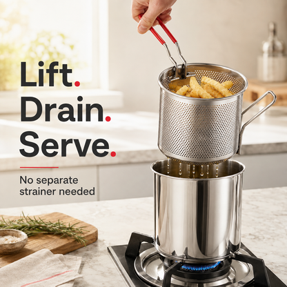 🍟 Personal Mini Deep Fryer Set – Compact 304 Stainless Steel Frying Pot