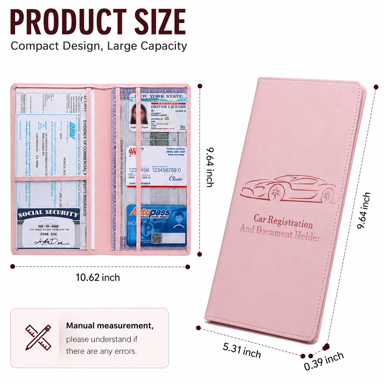 🚗 Premium Car Document Organizer – PU Leather Registration & Insurance Holder