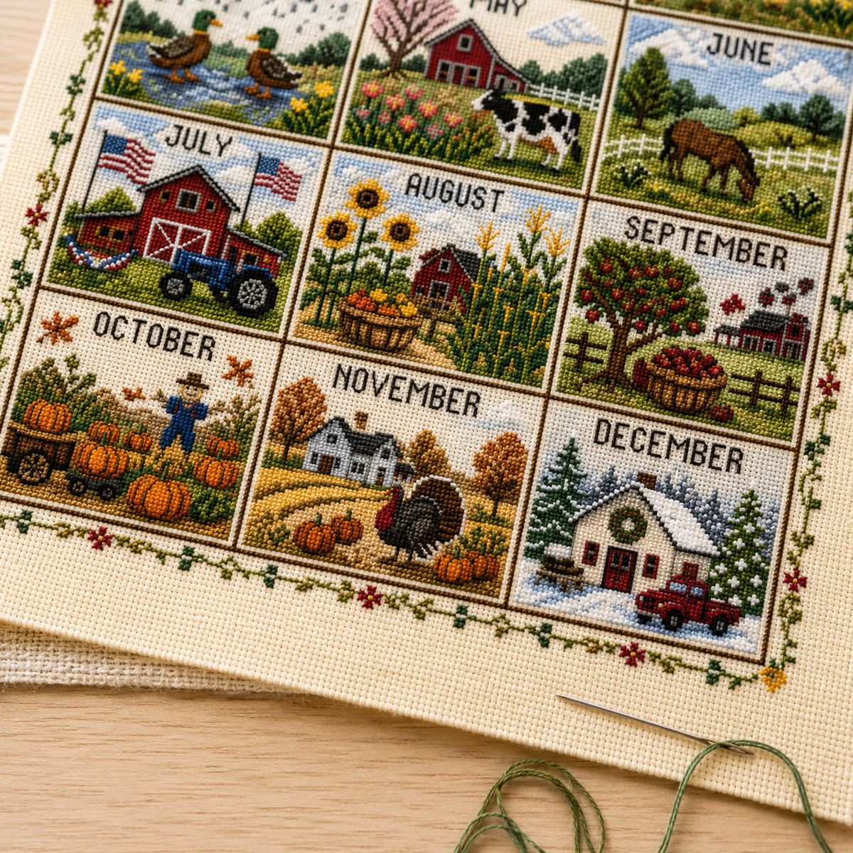 🔥 Limited-Time Offer! 49% OFF - A Year in Stitches – 12-Month Seasonal Cross Stitch Kit 🌿