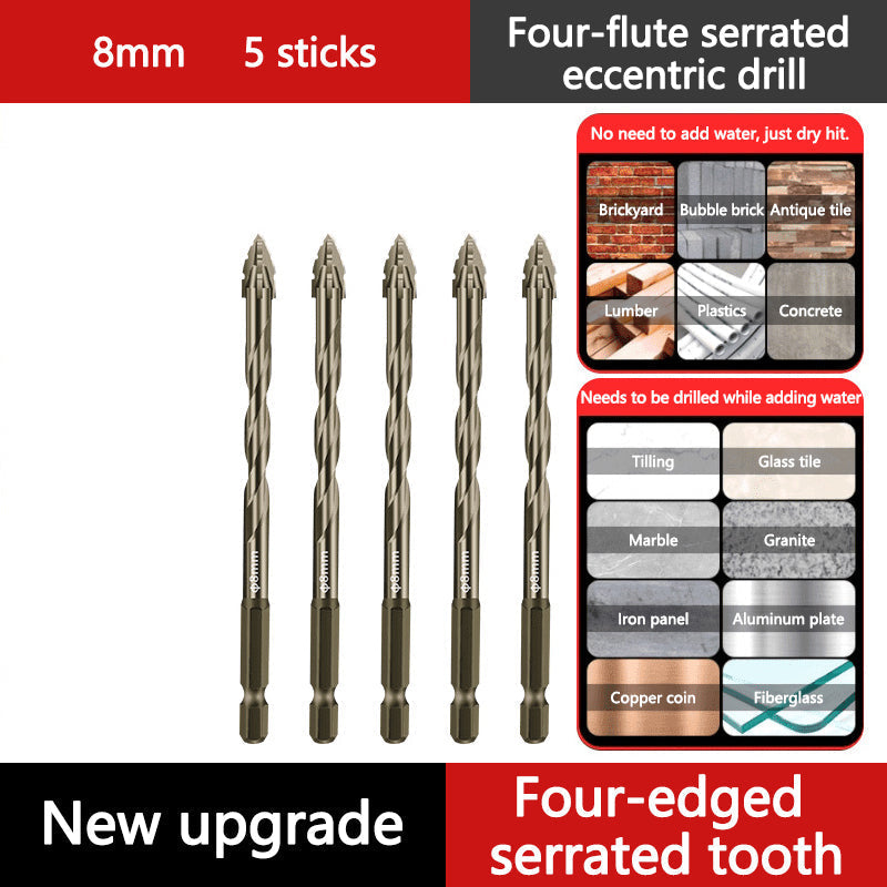 🔥 4PCS Eccentric Spiral Drill Bit Set – Deep Hole Drilling for Wood, Metal & Concrete ⚙️