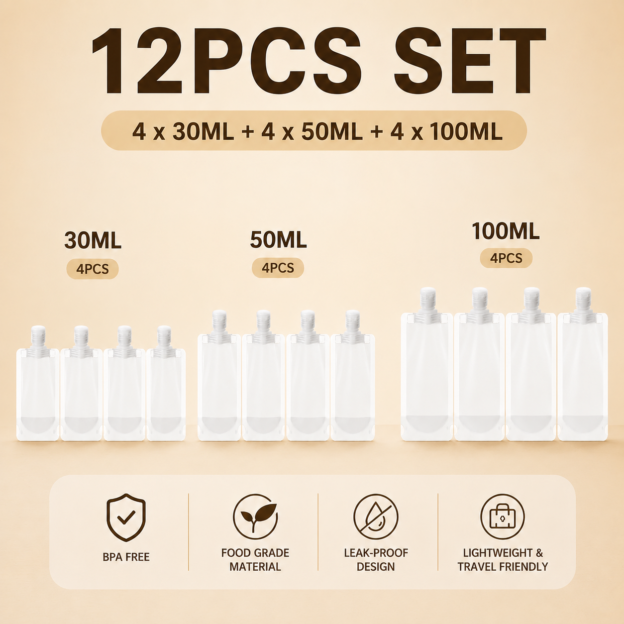 💧 Portable Refillable Liquid Squeeze Travel Toiletry Pouches ✈️