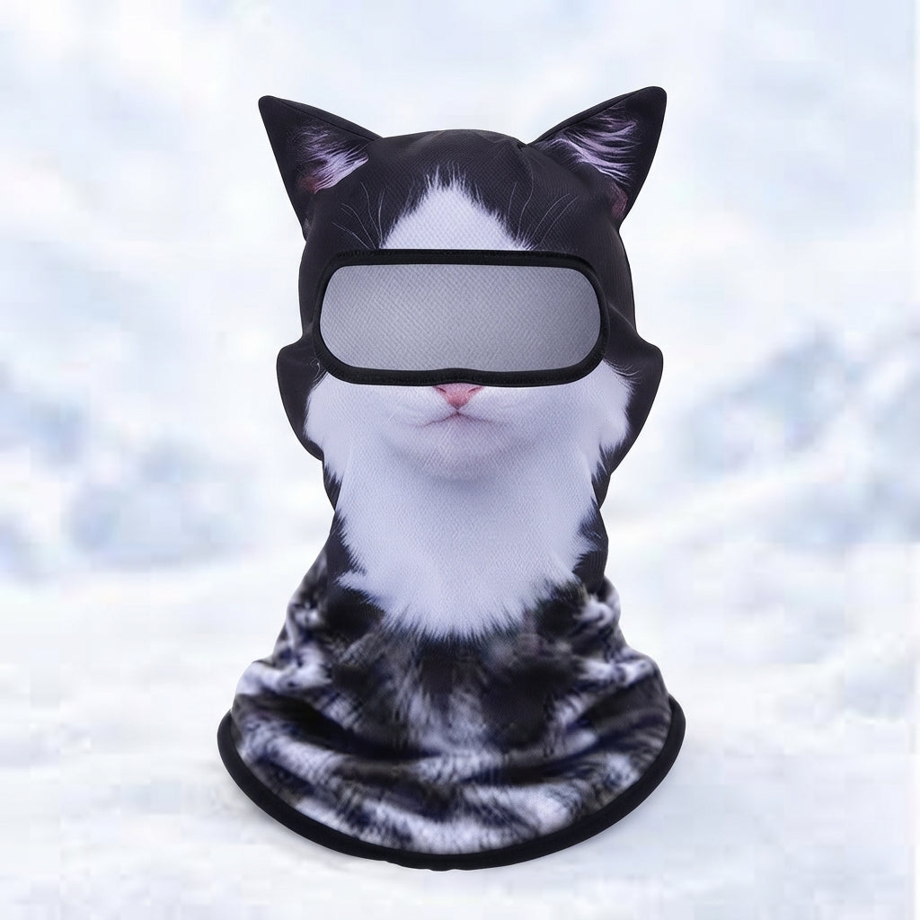 ✨3D Cat Ski Mask with Ears – Funny Windproof Balaclava for Skiing & Festivals