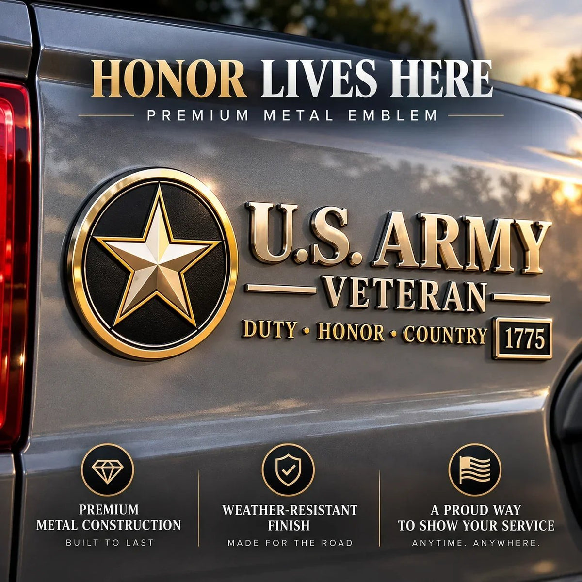 ⚓ U.S. Navy Veteran Metal Car Emblem - 3D Adhesive Vehicle Badge
