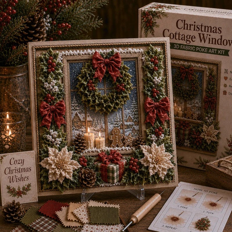 🎄3D Christmas Fabric Poke Art Kit – DIY Holiday Craft for Adults & Beginners