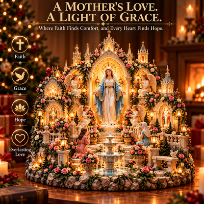 🌹🙏 Virgin Mary Prayer Sanctuary – Lighted Faith & Grace Display