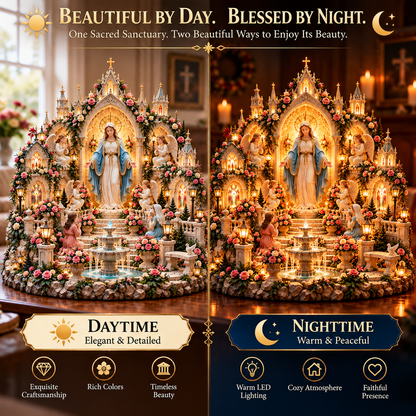 🌹🙏 Virgin Mary Prayer Sanctuary – Lighted Faith & Grace Display
