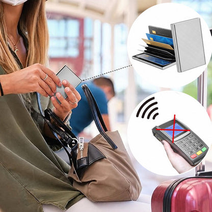 💳 Stainless Steel RFID-Blocking Card Holder – Slim 6-Slot Security Wallet ✨
