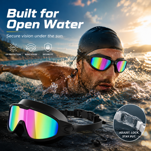 🌊 Anti-Fog UV400 Swim Goggles – No-Leak Wide View Comfort for Adults 🏊‍♂️✨