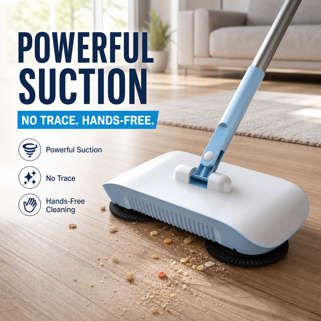 🧹 Manual Push Sweeper Mop – No-Charge Hard Floor Cleaning Tool
